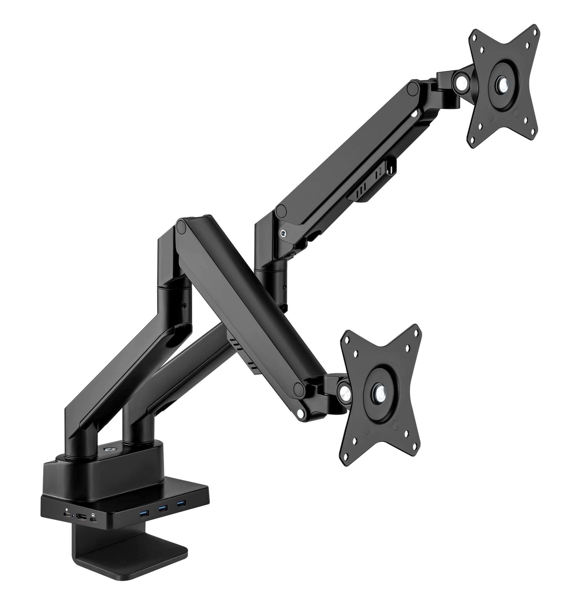 Manhattan 461887 Supporti a parete per TV 81,3 cm [32] Scrivania Nero (TV/MONITOR DESK MOUNT DUAL DOCK - -GAS DUAL 27IN ENET/HDMI/USB-A/C)