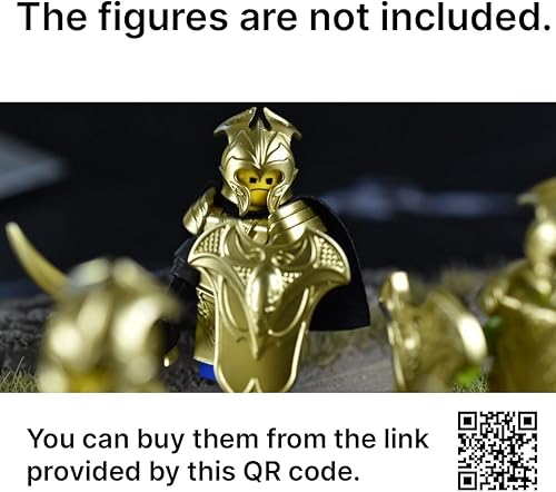 Miniatura 5 de MAGMA BRICK Elf Metalic Gold y oro rosa de lanzas, arcos, espada, timón y armadura para la marca principal de bloques de construcción, minifigura 72