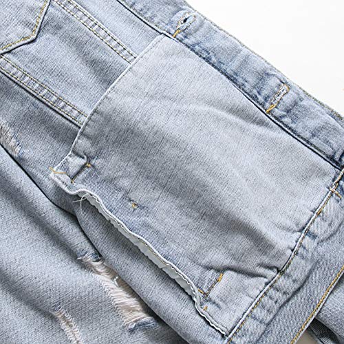 Image of LZLER Men's Denim Jackets Distressed Destroyed Classic Vintage Slim Fit Ripped Fashion Trendy Trucker Jean Jackets