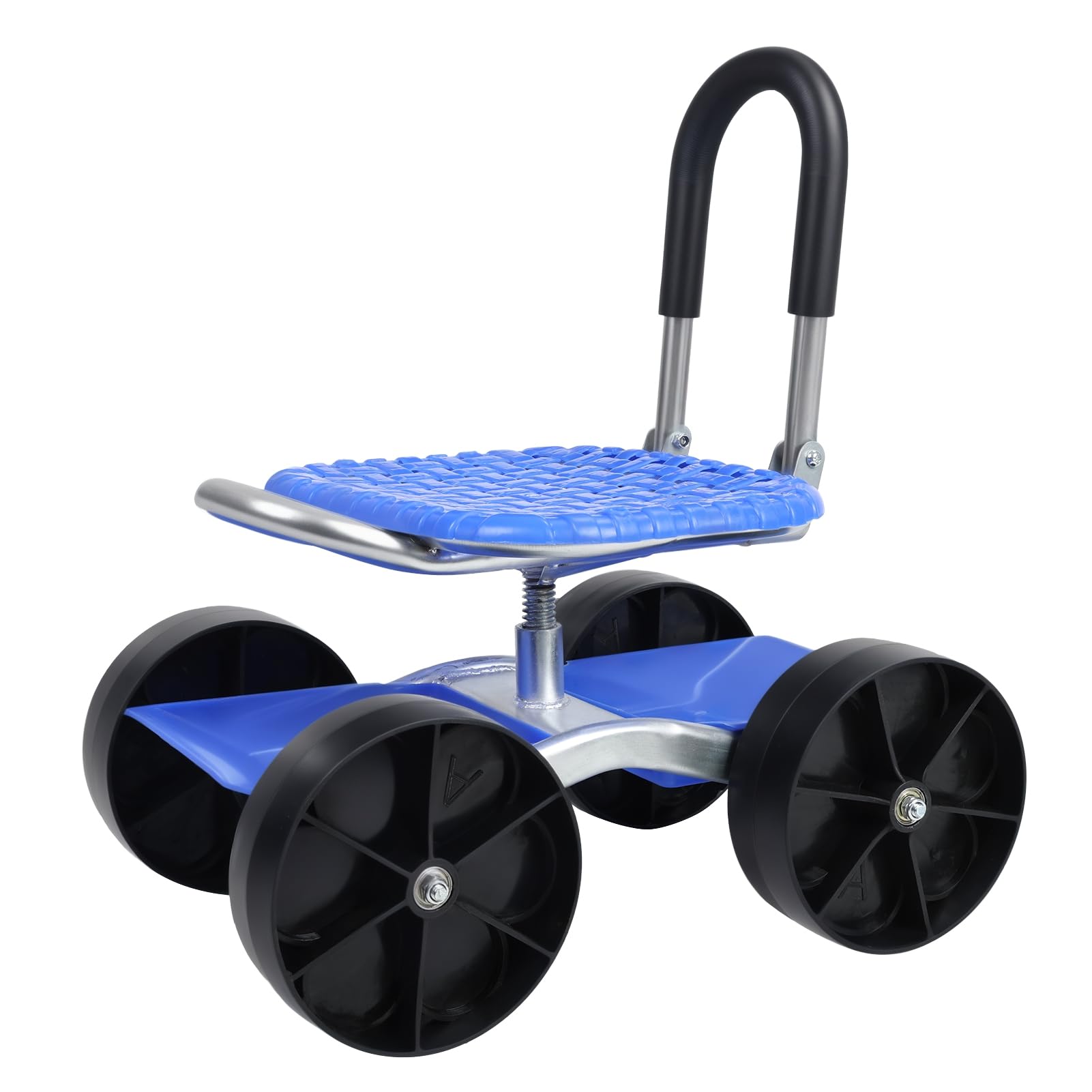 nawoefii Rolling Garden Seat, Garden Stool with Wheels, Foldable Gardening Workseat for Seniors, Adjustable Seat Height and Direction, for Outdoor Tasks, Car Detailing Auto Repair (Blue)