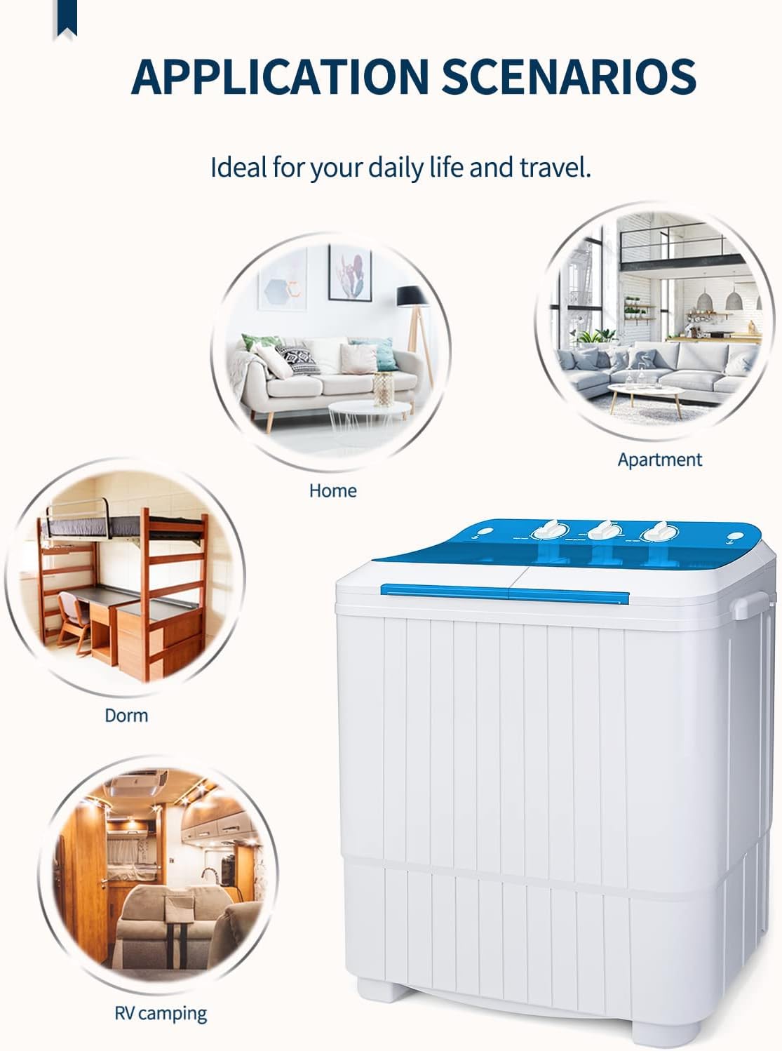 Buy Portable Washing Machine, Anpuce 16lbs Capacity Compact Twin Tub Washer and Spin Dryer Combo