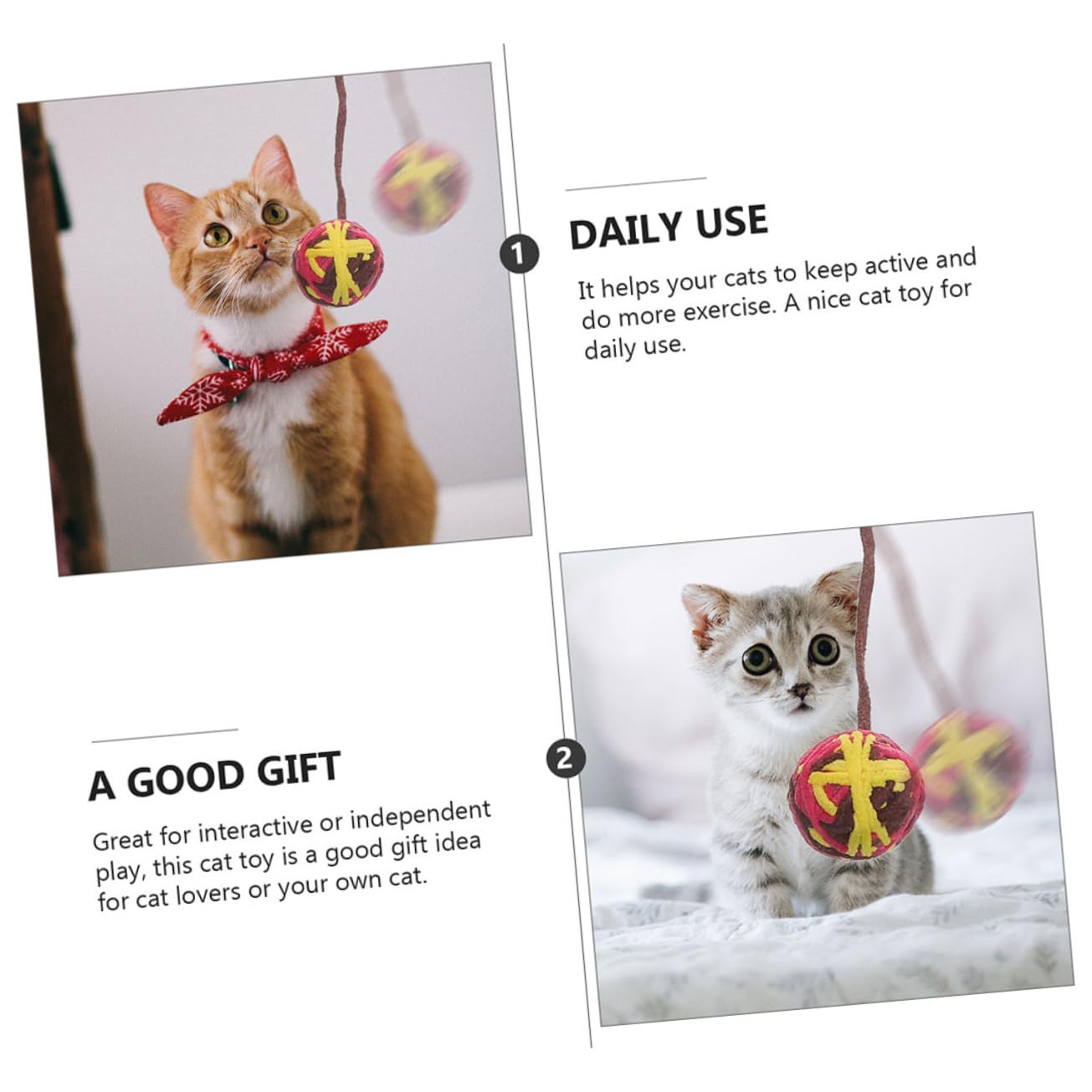 minkissy Lot de 25 balles en Laine pour Chat - Jouets pour Chats d'intérieur - Clochettes pour Chat d'intérieur - Jouets interactifs pour Chat - Jouet intéressant pour Chat - Fil à Longue Queue
