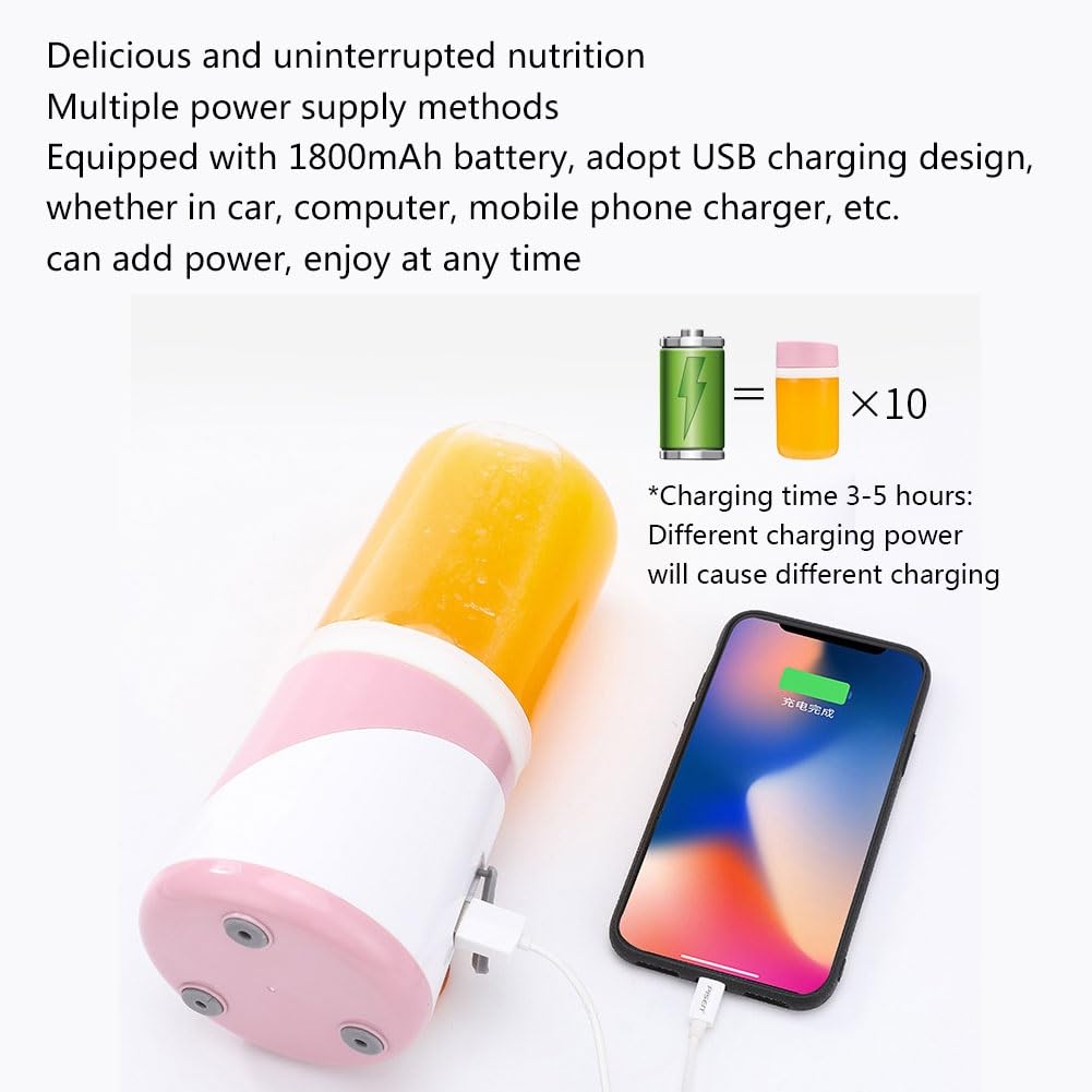 Portatile Frullatore Elettrico Per Frutta Frullatore Personale Per Frullati A Casa Frullatore USB Per Succhi, Frullati E Smoothie Frullato Al Latte Bevande Di Frutta E Verdura 20000 RPM Tritan 400 Ml