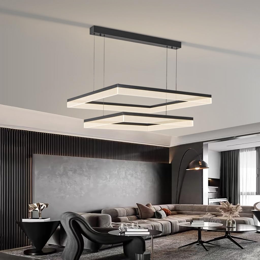 Lustre LED salon rectangulaire de 80 cm idéal pour éclairer une grande table de cuisine