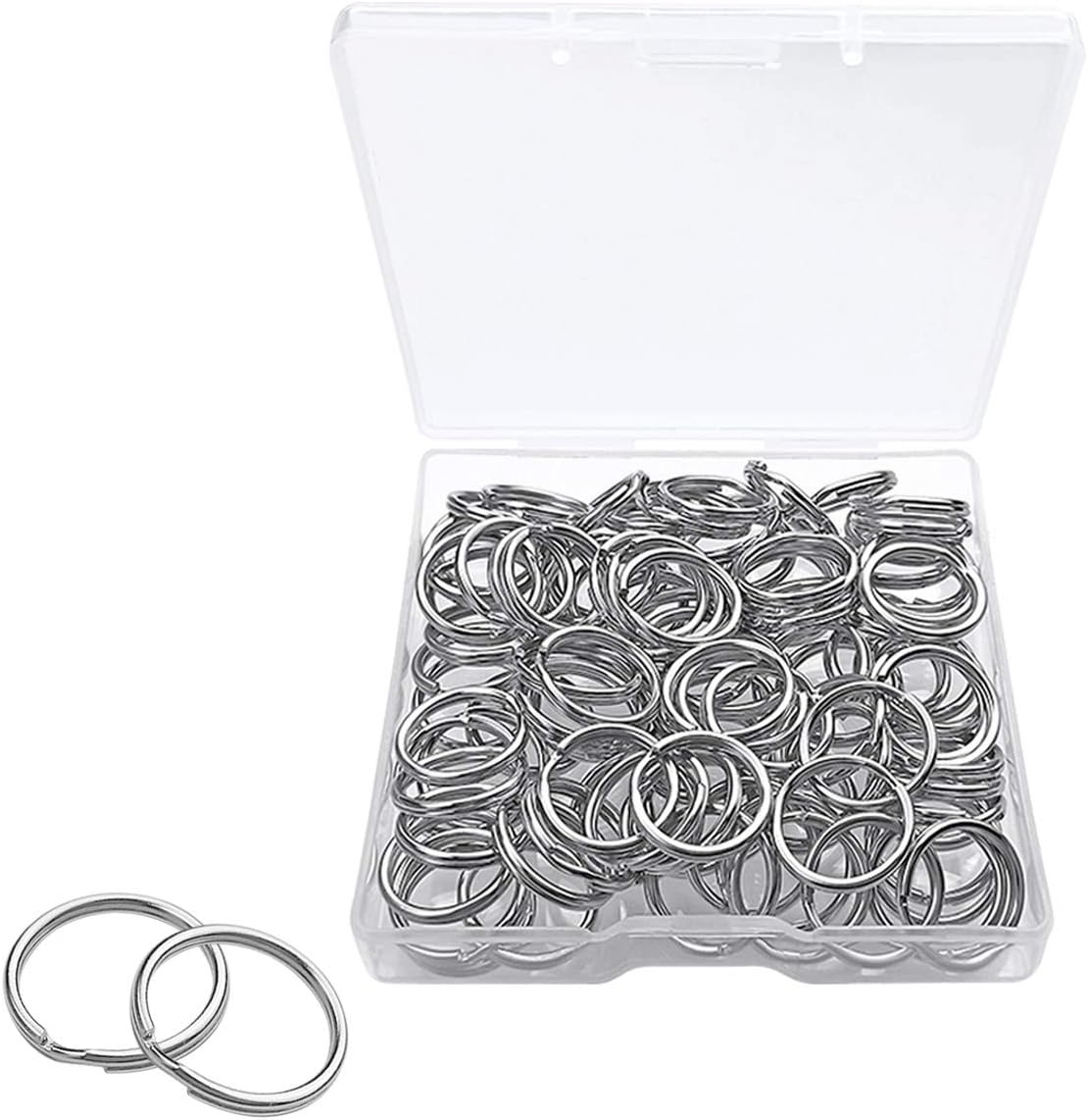 100 Pcs Split Ring, Small Key Rings Bulk Split Keychain Rings DIY Craft Metal Keychain Connector Accessories (15mm)
