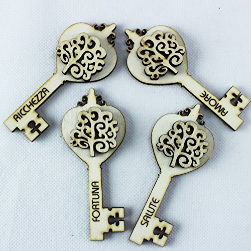 25308 Bomboniere Chiave Portafortuna in Legno per Cresima Misti (kit 12