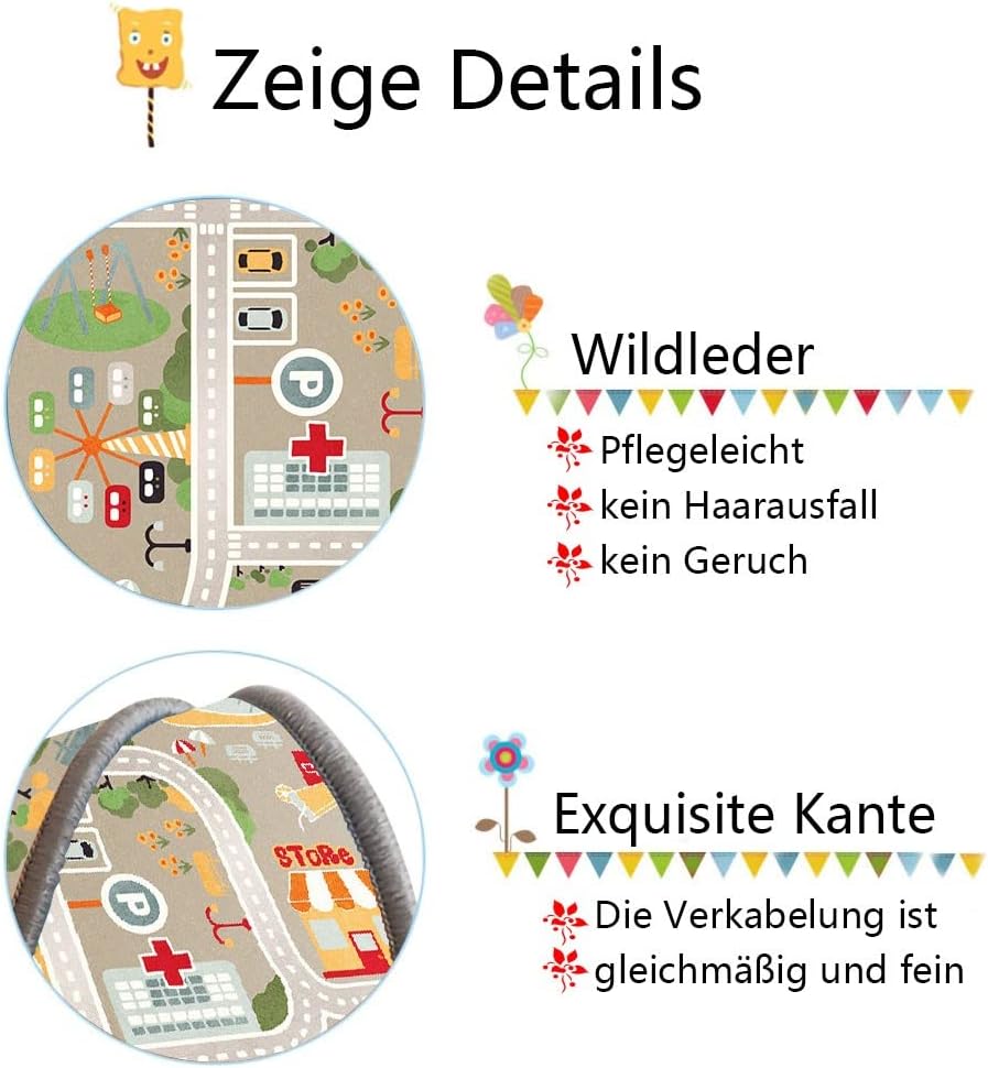 TYKTZXY Kid Rug Playmat for Toy Cars Play Area Carpet with Rubber Backing, for Children Bedroom Play Room 100cm×160cm(3'3"×5'3") - Image 3