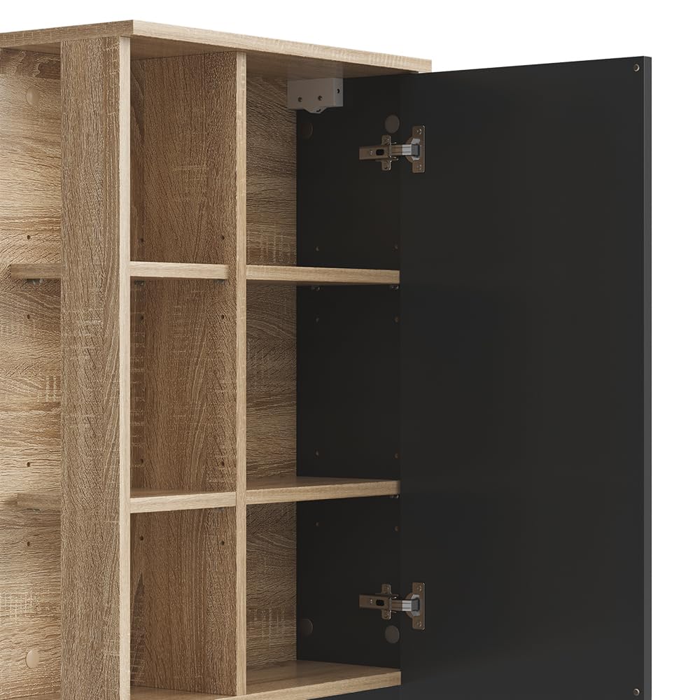Vicco Mobile bagno Karen, Sonoma/antracite, 50 x 75 cm con porta e vani aperti, per montaggio a parete con vani a giorno e vani chiusi