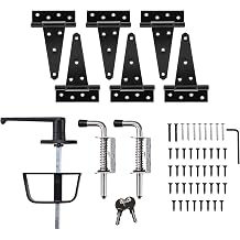 Shed Door Kit, Barn Door Lock Set with 5-1/2" L-Handle Lock, Stainless Steel Latches and 6" Hinges