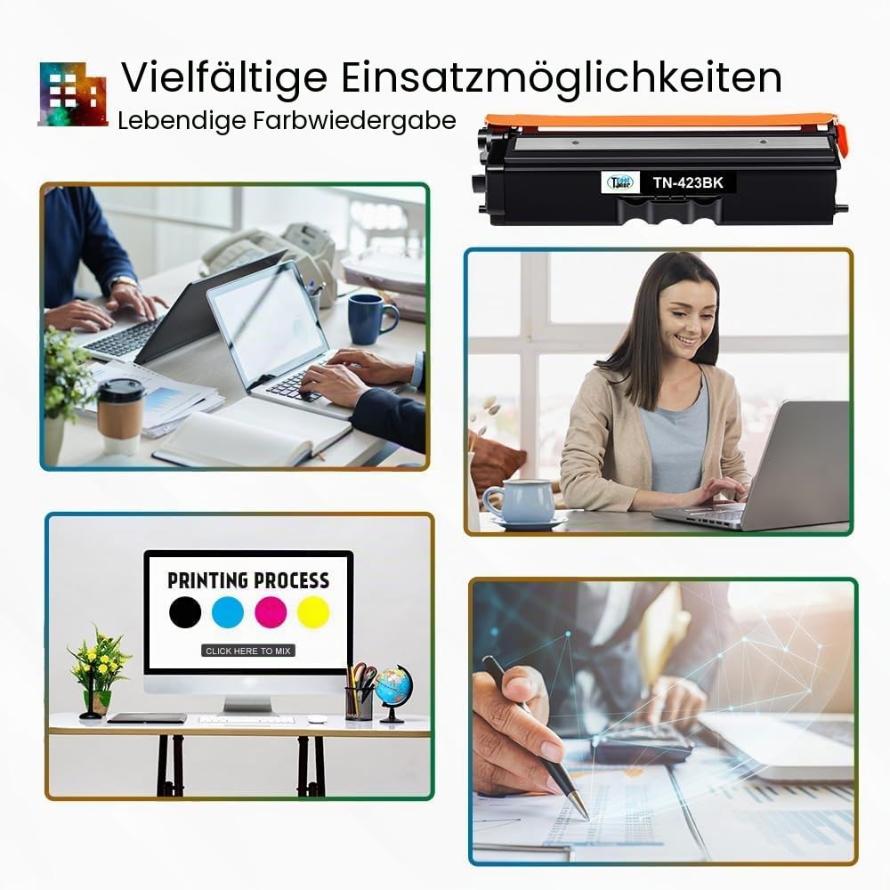 Cool Toner TN423 Tonerkartusche als Ersatz Kompatible für Brother TN-423 TN-423BK TN-421 MFC-L8690CDW MFC L8690CDW DCP-L8410CDW MFC-L8900CDW HL-L8260CDW HL-L8360CDW Schwarz Cyan Gelb Magenta,4er-Pack