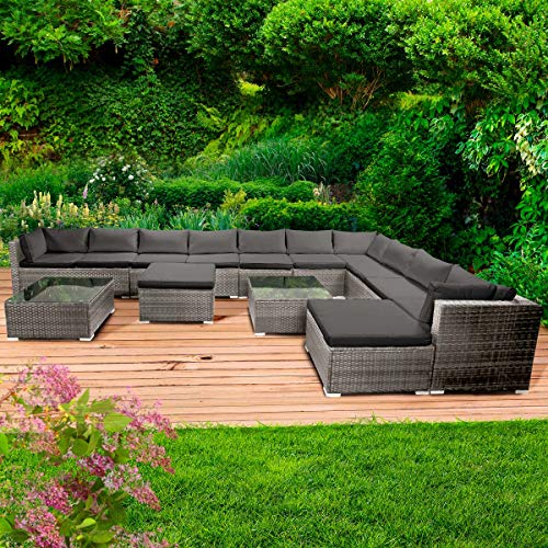 BRAST® XXL Gartenmöbel Lounge Set Alu | 4-12 Personen viele Modelle & Farben | inkl. extra Dicke Kissen | TÜV geprüft | Outdoor Loungemöbel Sitzgruppe Essgruppe Garnitur | Dreams Grau – Bild 3