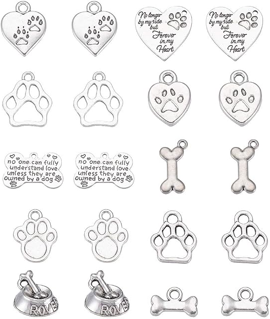 DanLingJewelry 20Pcs Animal Pet Theme Charms Dog Charms Animal Pet Dog Paw Prints Bone Charms for Jewelry Making DIY