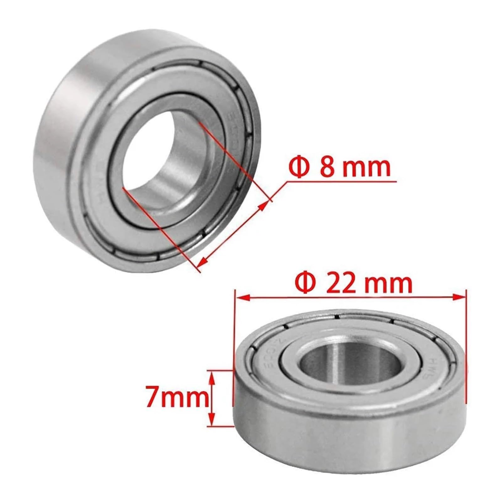 50/100 pièces 608ZZ roulement à billes gorge profonde Double bouclier roulements une rangée 8x22x7mm for planches roulettes patins roues alignées Scooters(100Pcs 608zz)