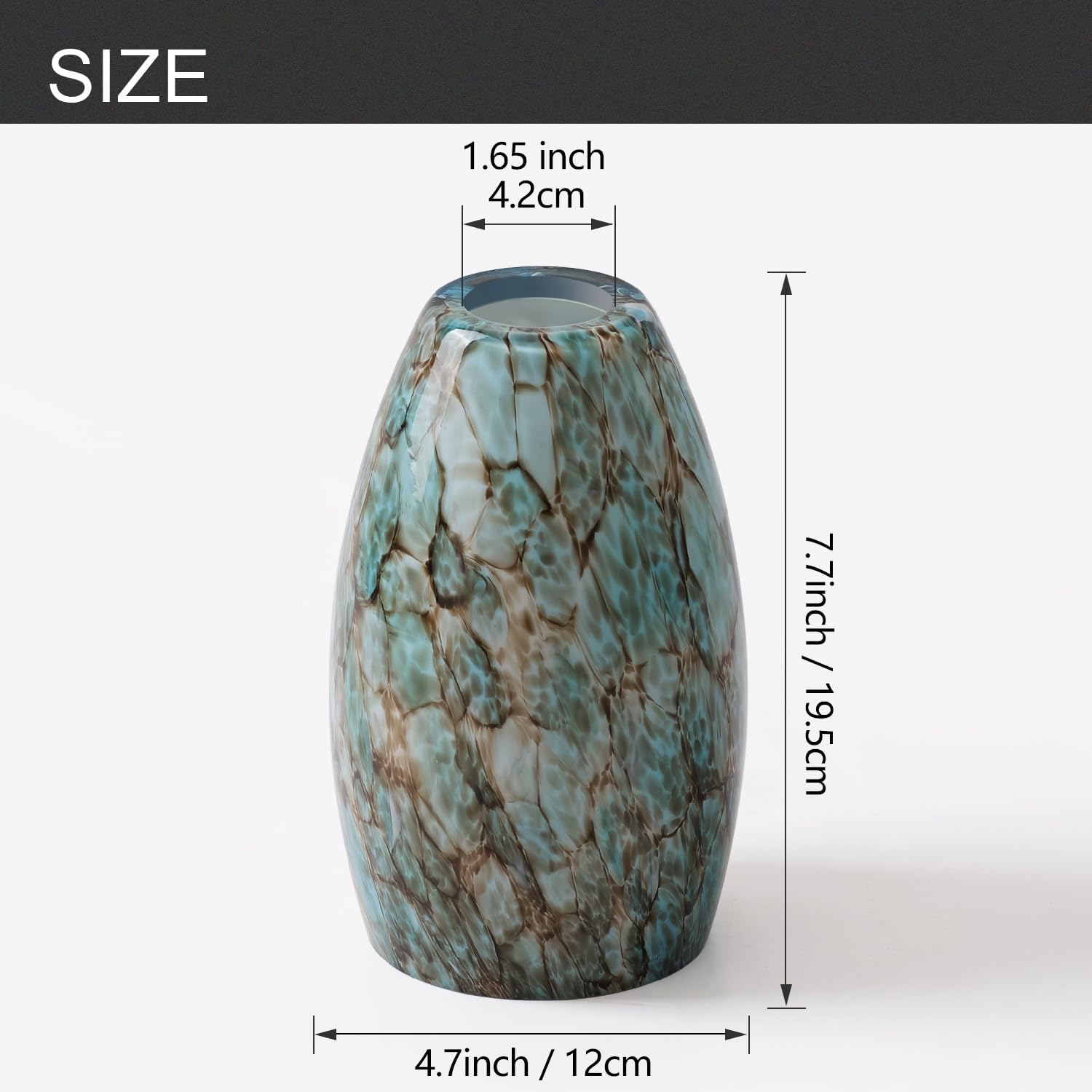 Fixture Replacement Globe Shade,Lampshade for E26 Base 1-5/8 Inch Fitter, Color Art Glass Oval Lampshade Cover for Pendant Kitchen Wall Sconce Chandelier Vanity Light (3, Blue and Black)