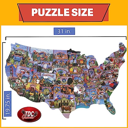 Tdc Games American Vintage Postcards Jigsaw Puzzle, 1000 Pieces In The Shape Of The Usa #TOP3