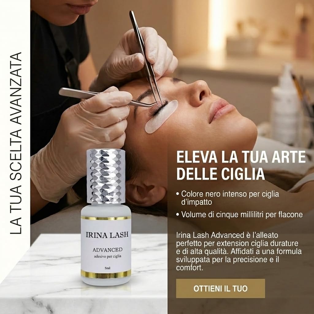 Colla per ciglia Extension, Volume Advanced, Registrazione sanitaria, Asciugatura rapida in 2 secondo, incollatura in 7 sec, 5 ml nero per extension - Irina Lash
