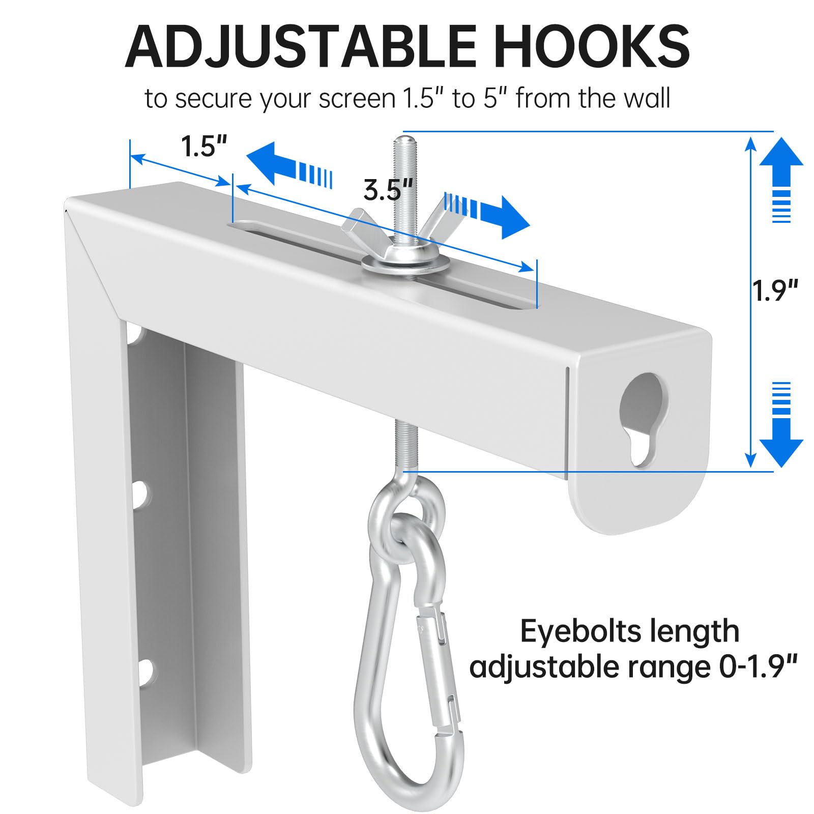 Support Universel En L Pour écran De Projection - Mur Ou Plafond, Réglable, Charge Max 36,3 Kg - Compatible Avec La Plupart Des écrans Manuels - 2