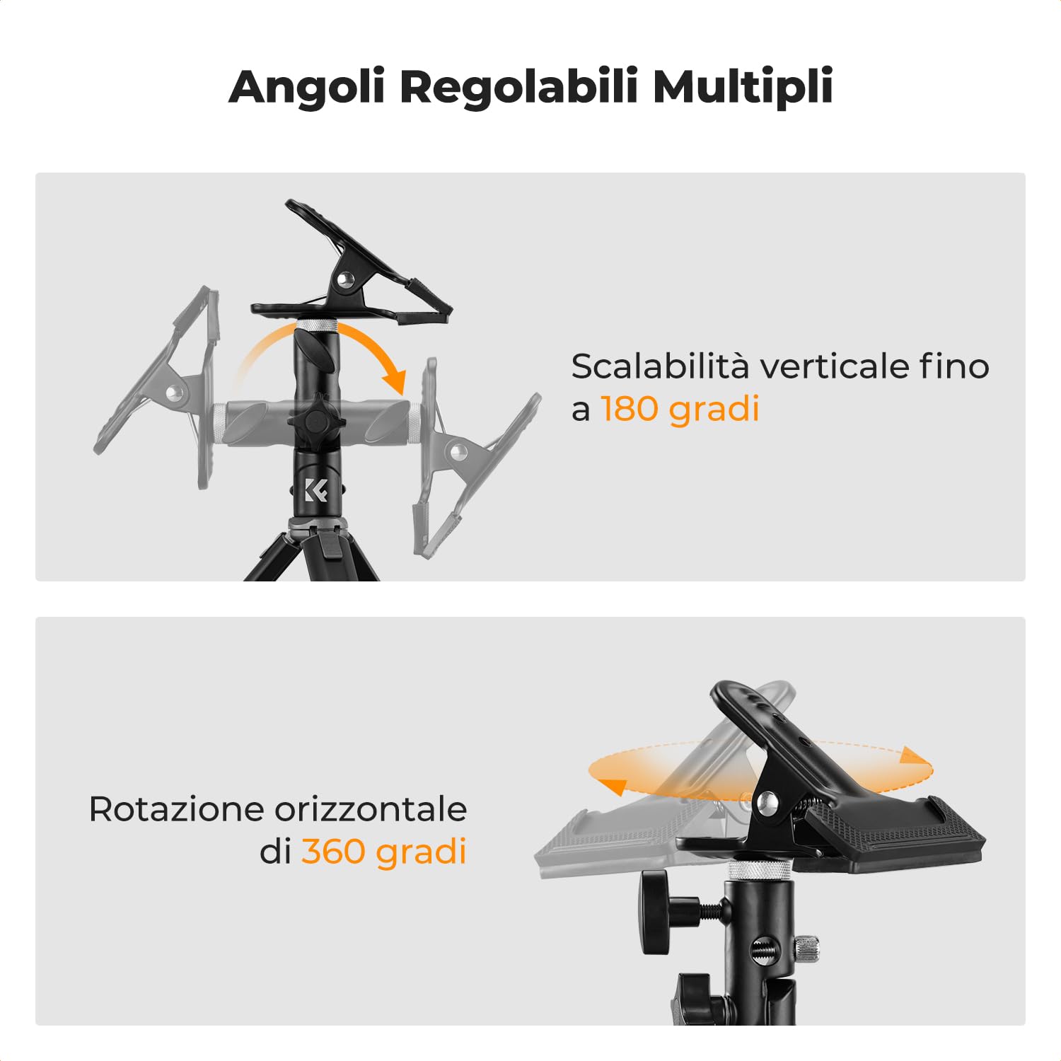 K&F CONCEPT Supporto per metallo resistente per impieghi gravosi Staffa per riflettore Fotografia, supporto per riflettore di accordabile 180 °&360°per sfondo flash, adattatore a vite da 1/4-3/8