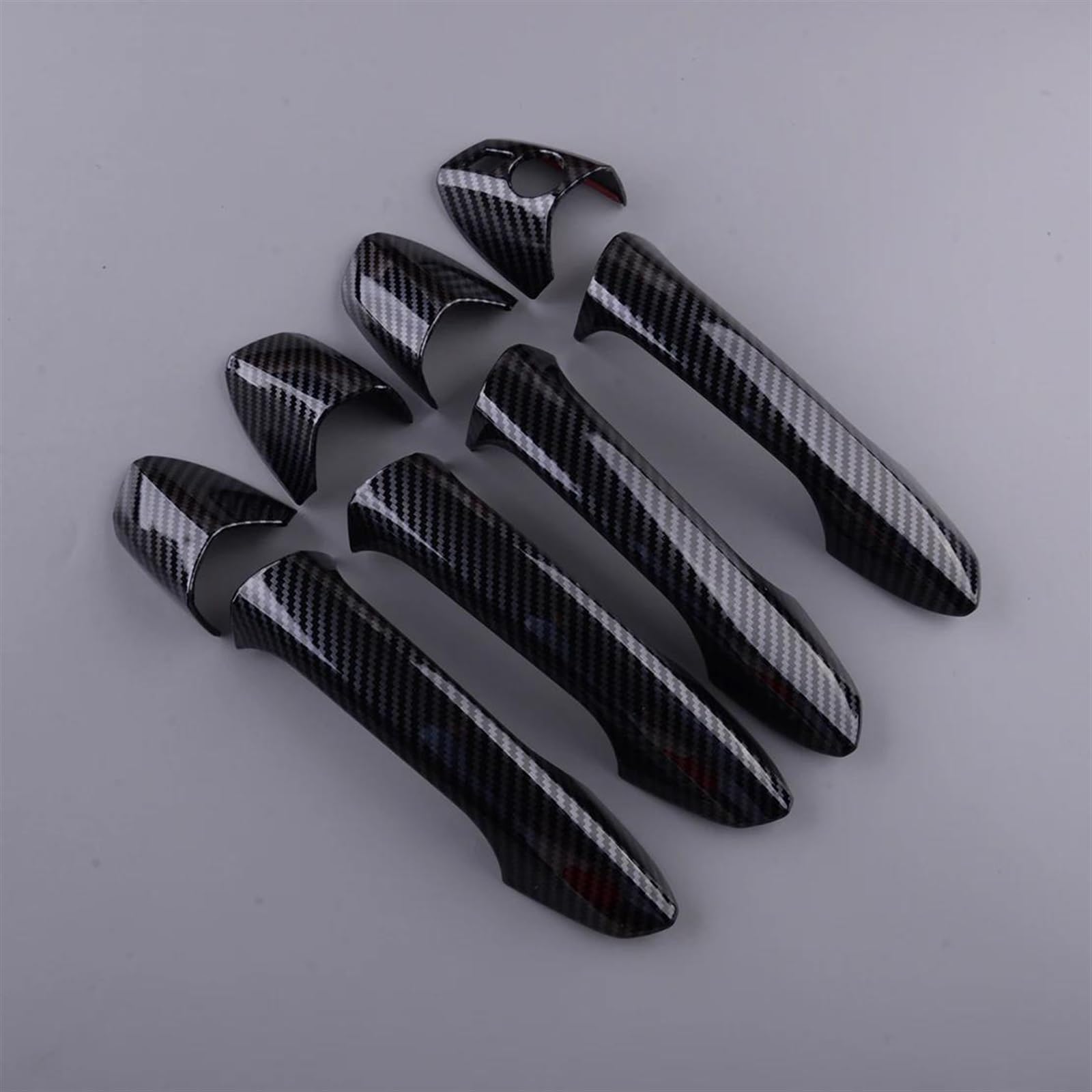 KJHOPY Car Exterior Door Handle Cover Trim Cap Set Carbon Fiber Texture for Benz W246 W204 W212 X204 W166 W117 LHD Exterior Door Handle