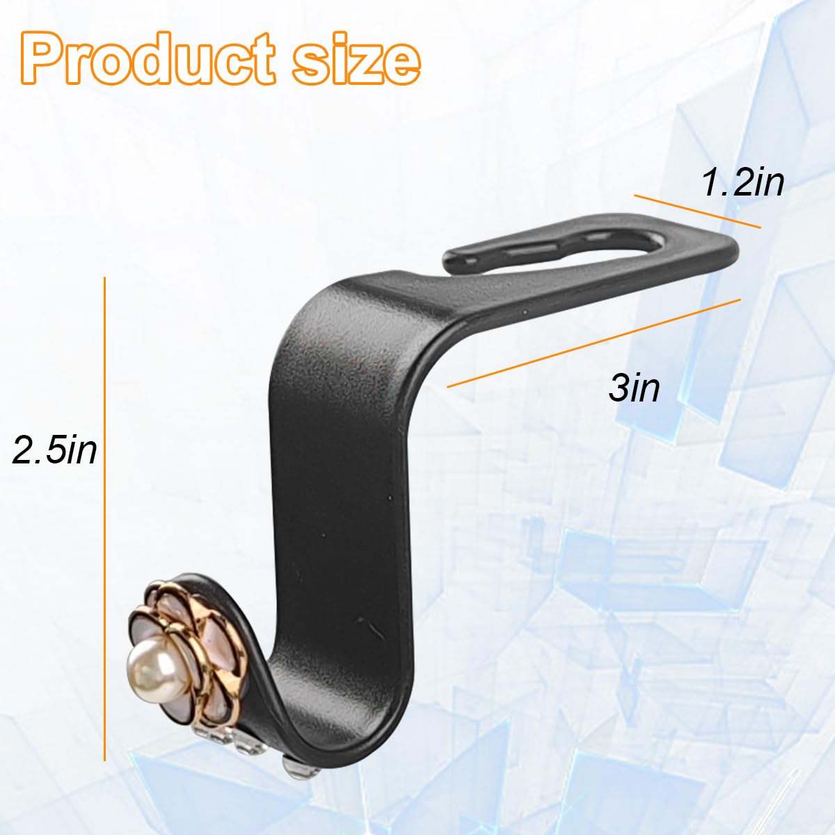 Bittwee Bling Car Seat Headrest Hook, 2PCS Crystal Rhinestone Vehicle Purse Bags Holder, Diamond Automotive Interior Backseat Storage Hanger Accessories, Universal for SUV, Sedan, Truck (White)