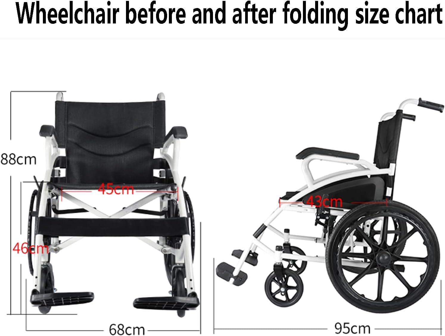 Silla de Ruedas Plegable Deo Silla de Ruedas Manual Ligera con Reposapiés Ajustable en 3 Niy Ruedas Traseras de 18 Pulgadas Pu