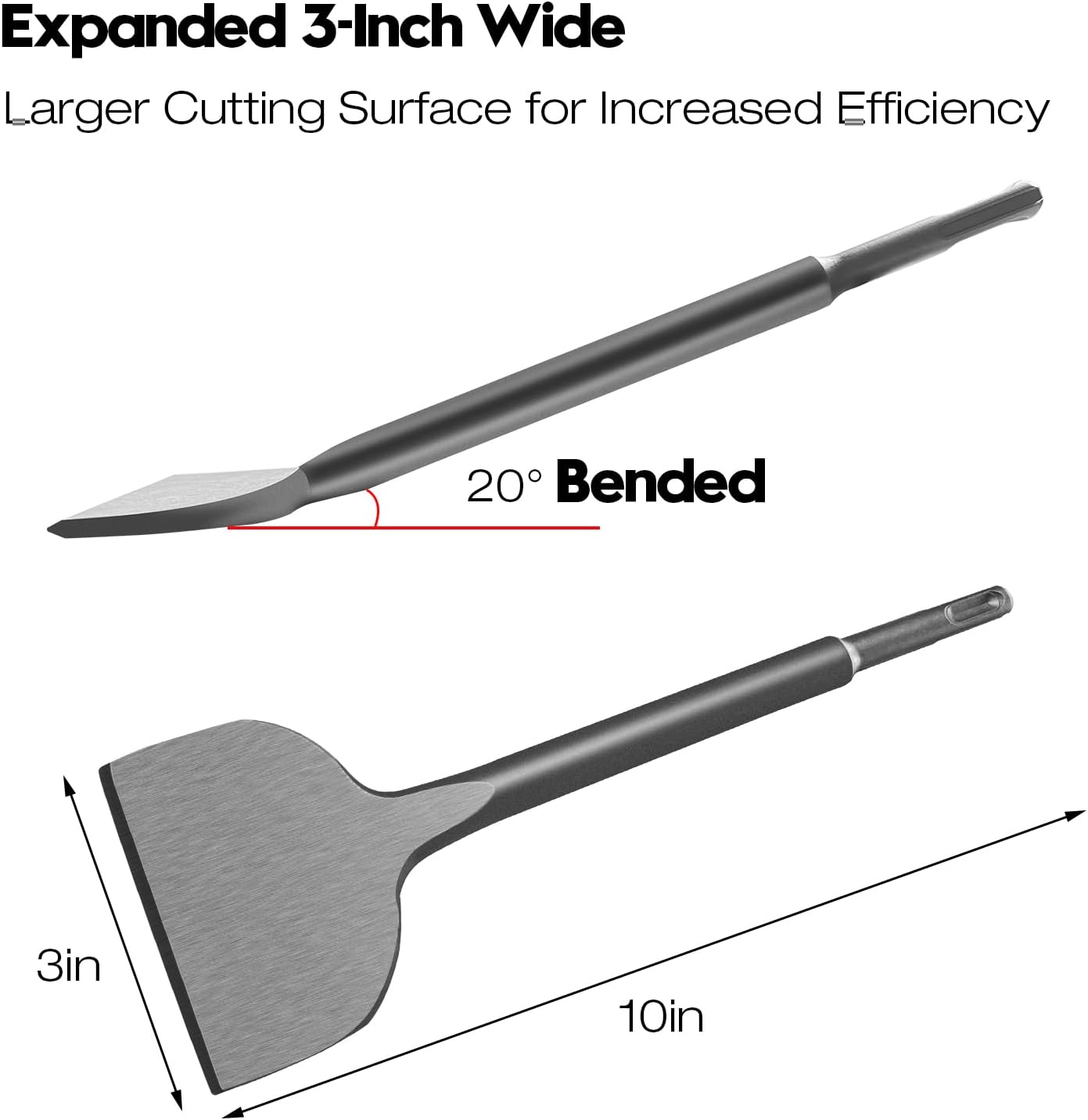 SDS Plus Chisel & Diamond Grinding Wheel Bundle, 2Pcs Tile Removal Chisels (Flat & 20° Bent) + 7” Concrete Grinding Cup Wheel, Fits Rotary Hammers & Angle Grinders,for Concrete, Tile, Masonry