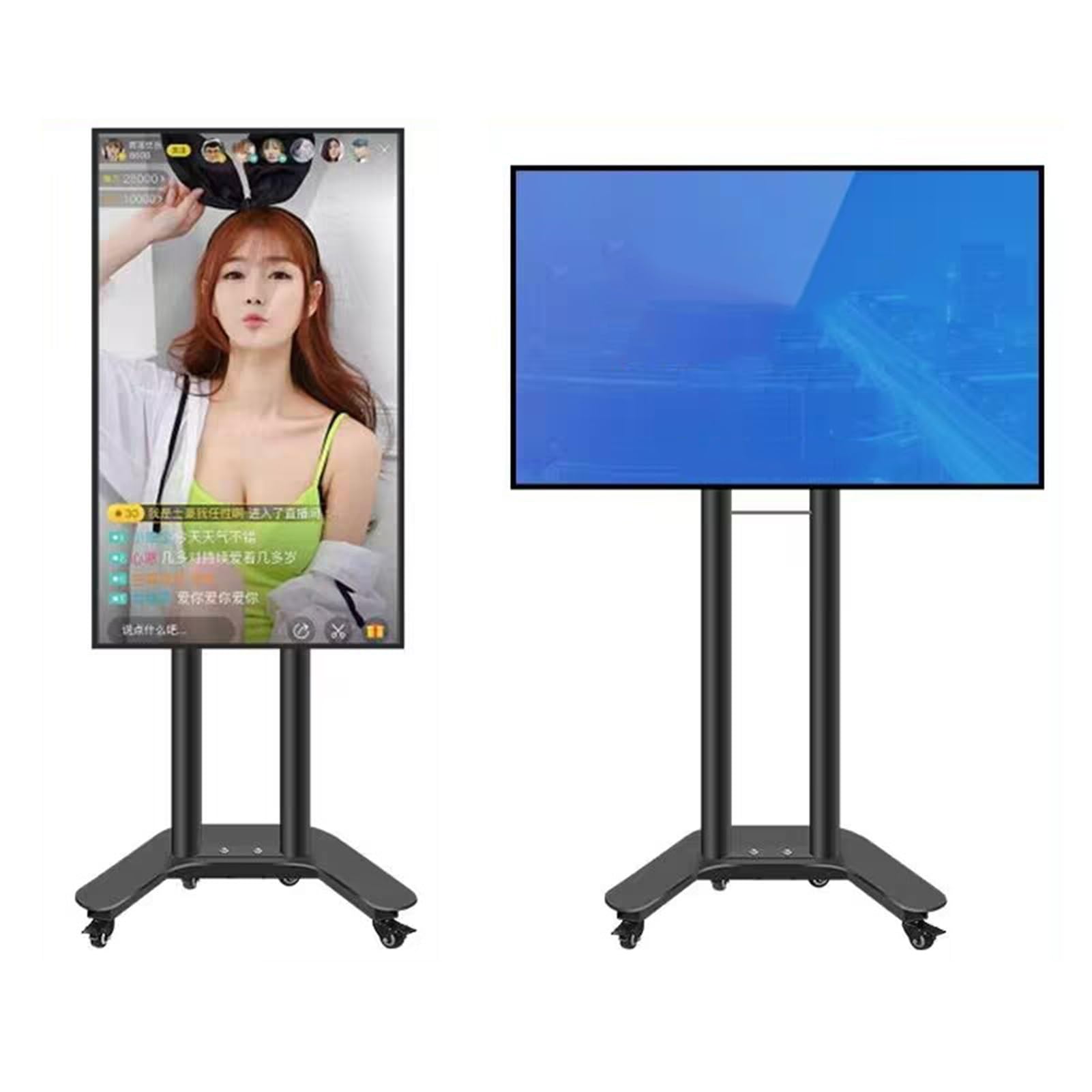 Supporto per Schermo con Rotazione Orizzontale/Verticale da 0 a 90°, Carrello TV Mobile con Ruote e Altezza Regolabile - per TV da 32 a 60 Pollici, Fino a 100 kg, n,Black