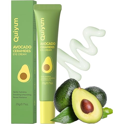 QUIYUM Avocado & Ceramide Eye Cream - Skincare with Niacinamide & Shea Butter, Eye Treatment for Skin Daily Care, Wake Up Skin, Firming & Smoothing, All Skin Types, 0.7 oz