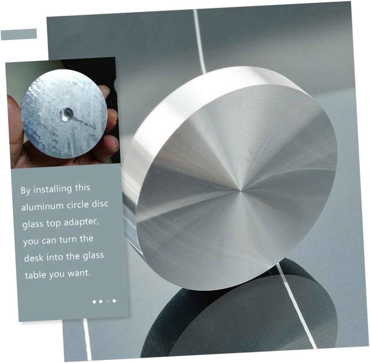 Garneck 8pcs Round Aluminum Circle Disc Non Slip Pad for Glass Table Top Tabletop Adapter for Office Desk