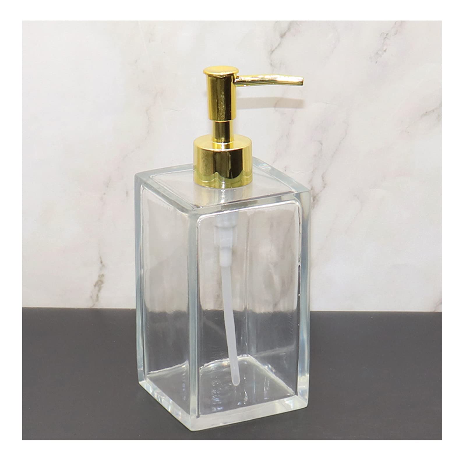 Dispenser di sapone in resina, flacone per lozione, testina di pompaggio zincata, crema mani, shampoo, per casa e ufficio, grande capacità, trasparente, 500 ml/17,6 oz, bagno (Colore: Clear2)