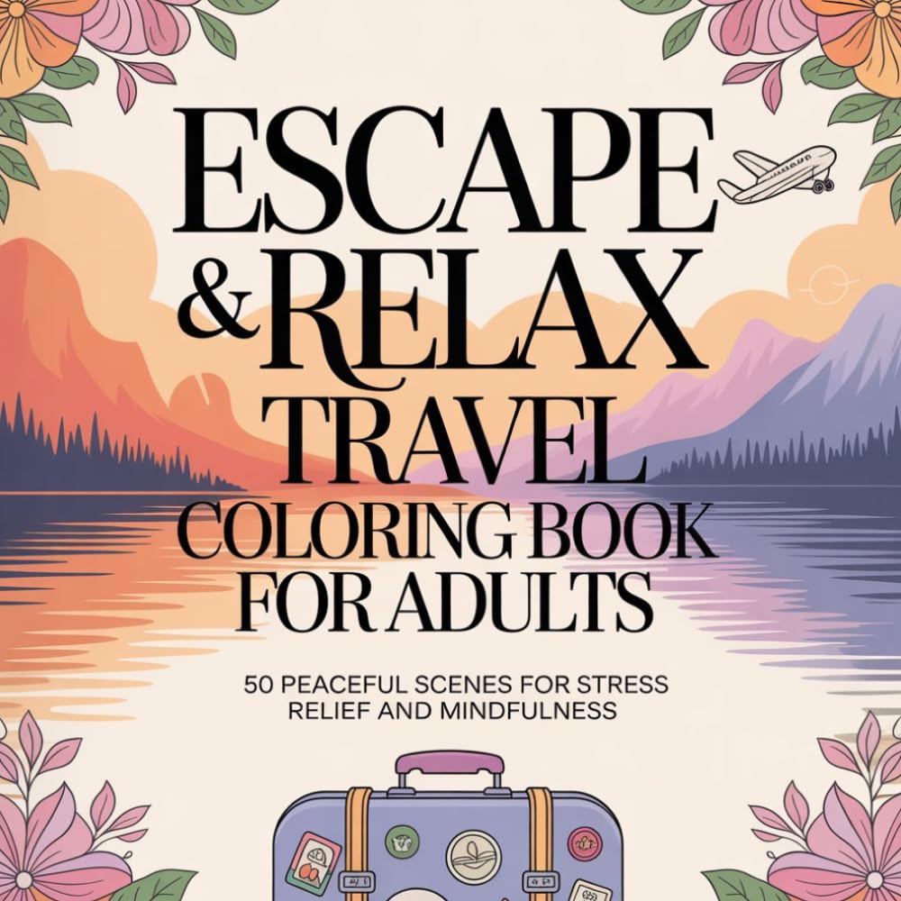 Escape & Relax Travel Coloring Book for Adults: 50 Peaceful Travel Scenes for Stress Relief, Mindfulness, and Creative Relaxation