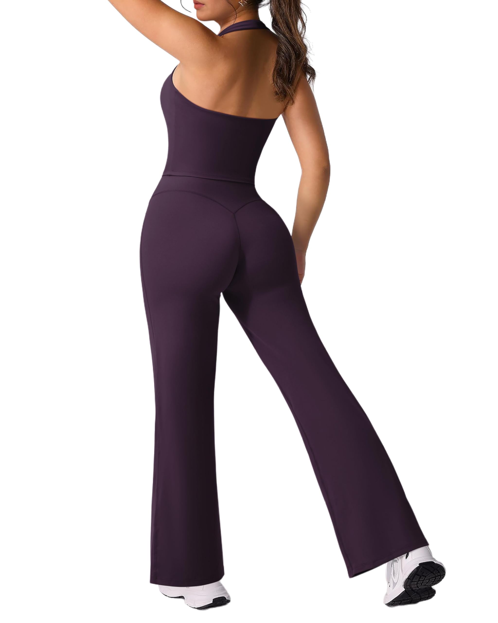 Halter Workout Sets for Women 2 Piece Padded Crop Tank Tops Straight Leg Yoga Pants Outfi…
