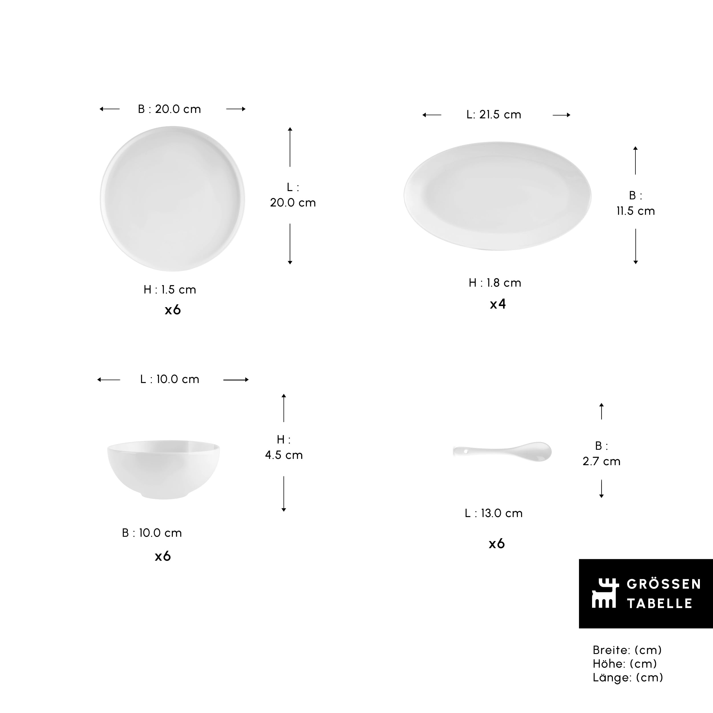 Karaca Forever Bone Fika - Set Colazione 22 Pezzi, Set Piatti Moderni per 6 Persone, Servizio Piatti in Porcellana per Brunch, Formaggi e Marmellate - Bianco