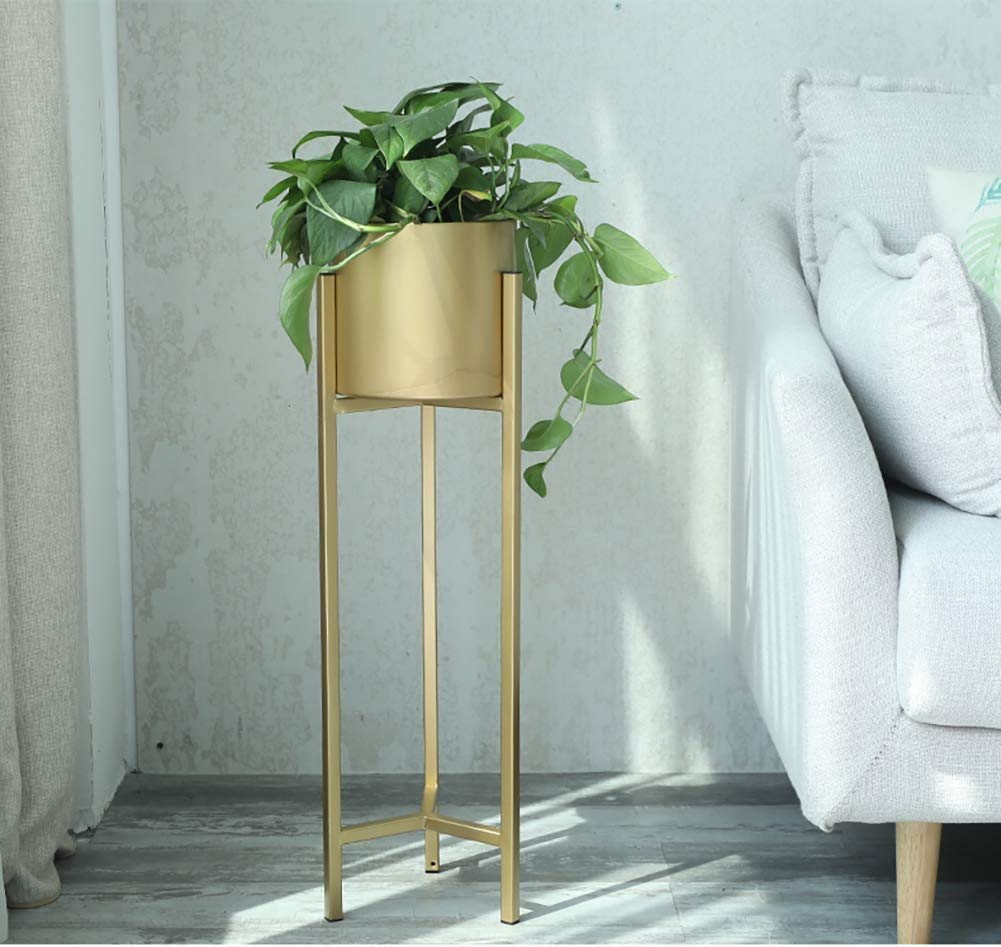 Crafter Modern Plant Stand- Set With Tall Metal Stand, Decorative Standing Flower Succulent Pot Holder, Indoor Outdoor Terrace Patio Home Decor (Gold, 70) (B08889C834) Amazon Price History, Amazon Price Tracker