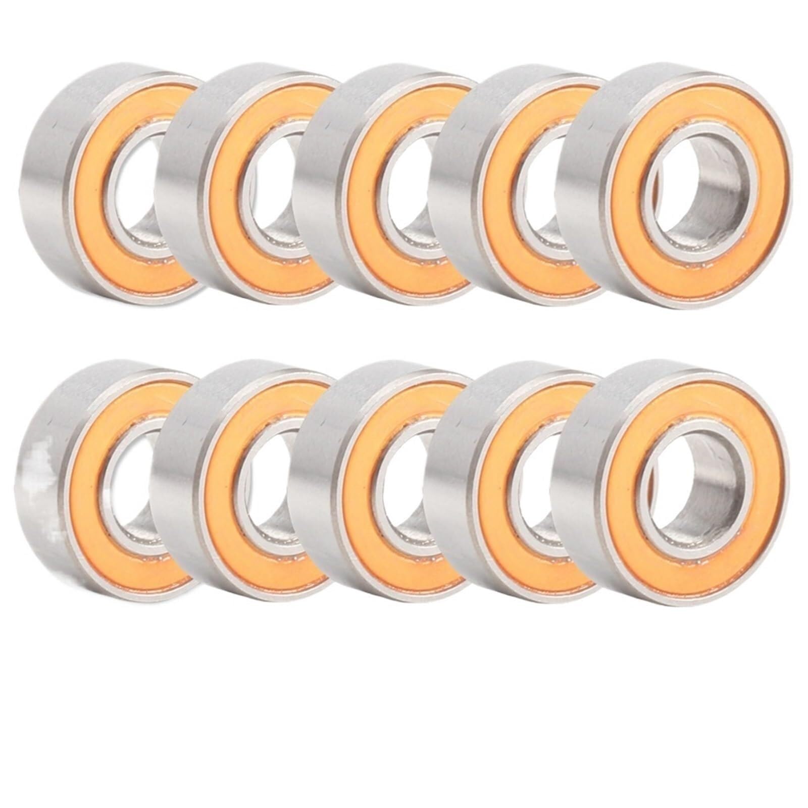 Industrial Shaft Bearings, MR105RS Bearing ABEC-3 5X10X4 Mm Miniature RC Motor MR105-2RS Ball Bearings MR105 RS 2RS Orange Sealed 10Pcs