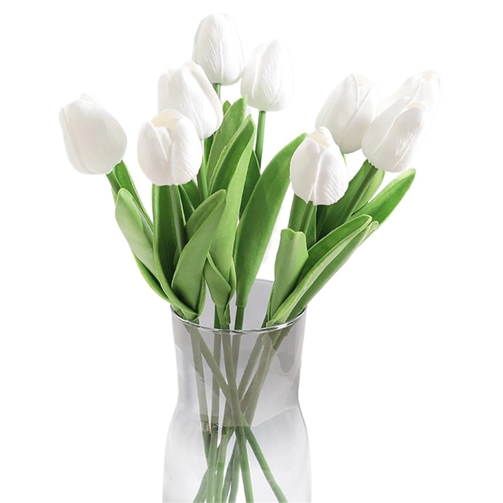 Dcrxz Artificial Flowers 10Pcs Tulip Flowers Artificial Tulip Bouquet PE Foam Fake Flower for Wedding Ceremony Decor Home Garden Bouquet Decoration(White)