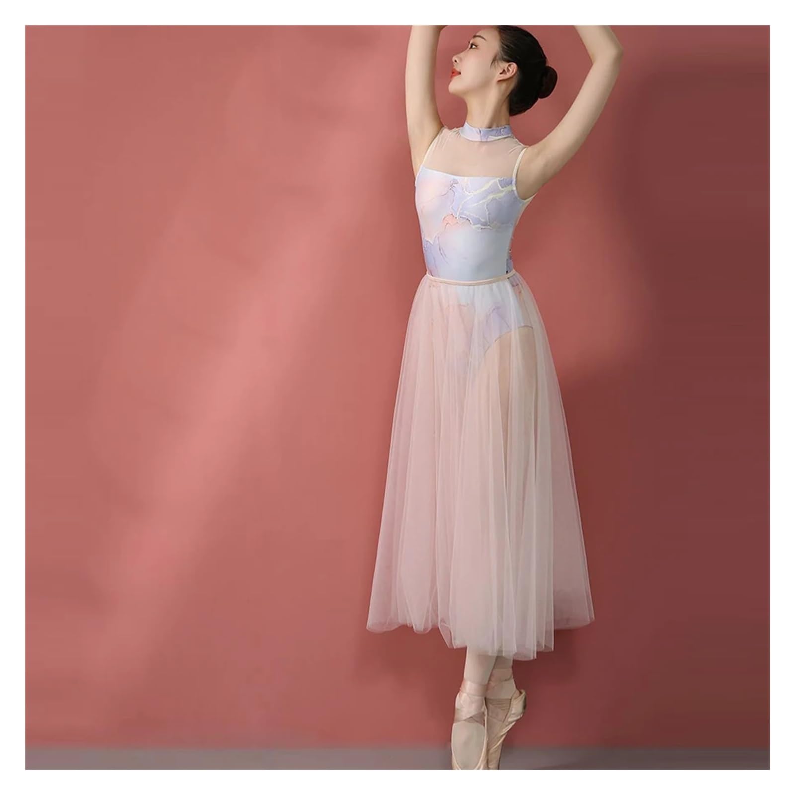 Mallot De Ballet Mujer Faldas de tul doble capa for mujer, faldas tutú malla cintura alta elástica a la moda, largas midi, Jupe Femmle