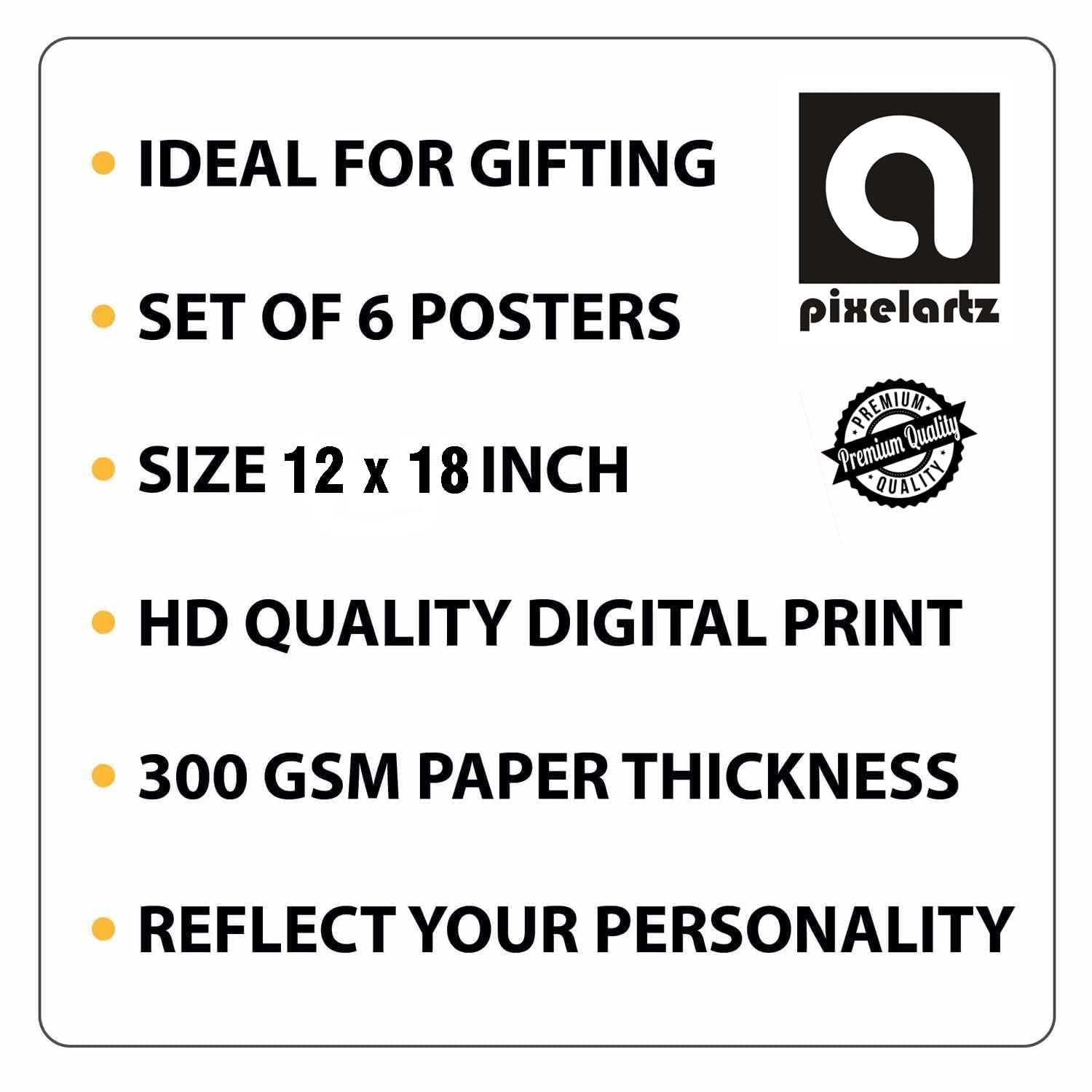 Yoga & Workout Posters - 6 Pack | PIXELARTZ -6