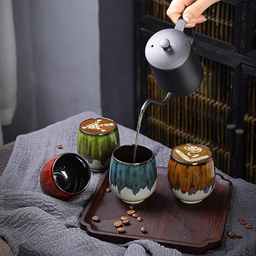 Miniatura 2 de Tazas de café expreso de cerámica con cambio de horno, tazas de café espresso pequeñas, tazas de degustación, juego de 4 (4 colores)