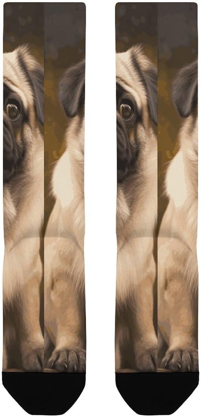 Knee High Socks Pug Dog Long Tube Boot Seamless Toe