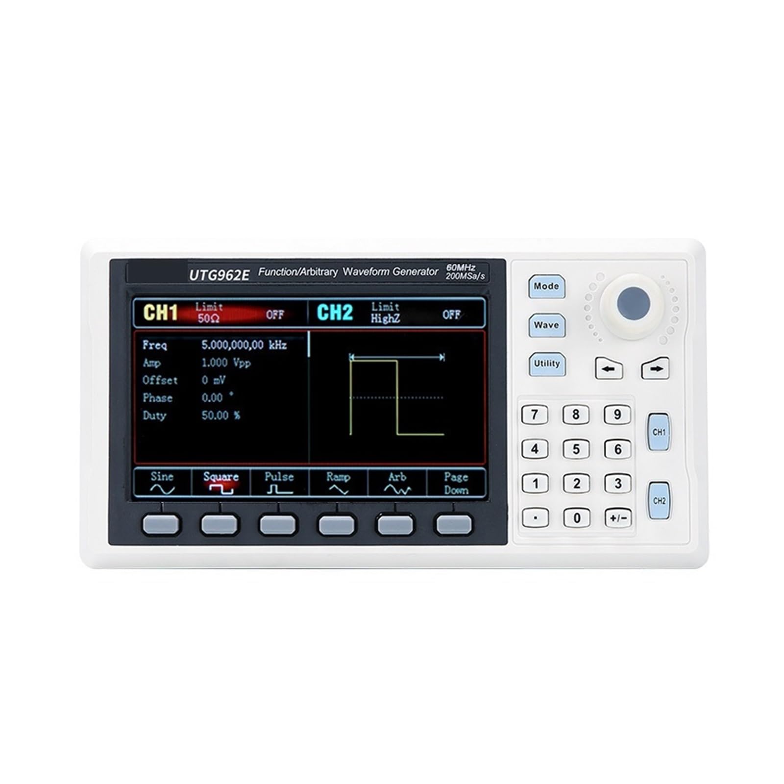 Oscilloscopio Funzione Generatore di Forme d'onda arbitrarie Sorgente del Segnale Misuratore di frequenza a Doppio Canale 200 /s 14 Bit(Color:UTG962E-60Mhz)