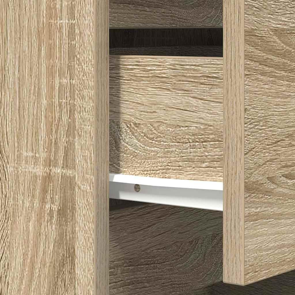 vidaXL Mesilla de Noche con 3 cajones Roble Sonoma 39x35x65 cm, mesilla de Noche, mesita Auxiliar para Dormitorio, Muebles de Dormitorio