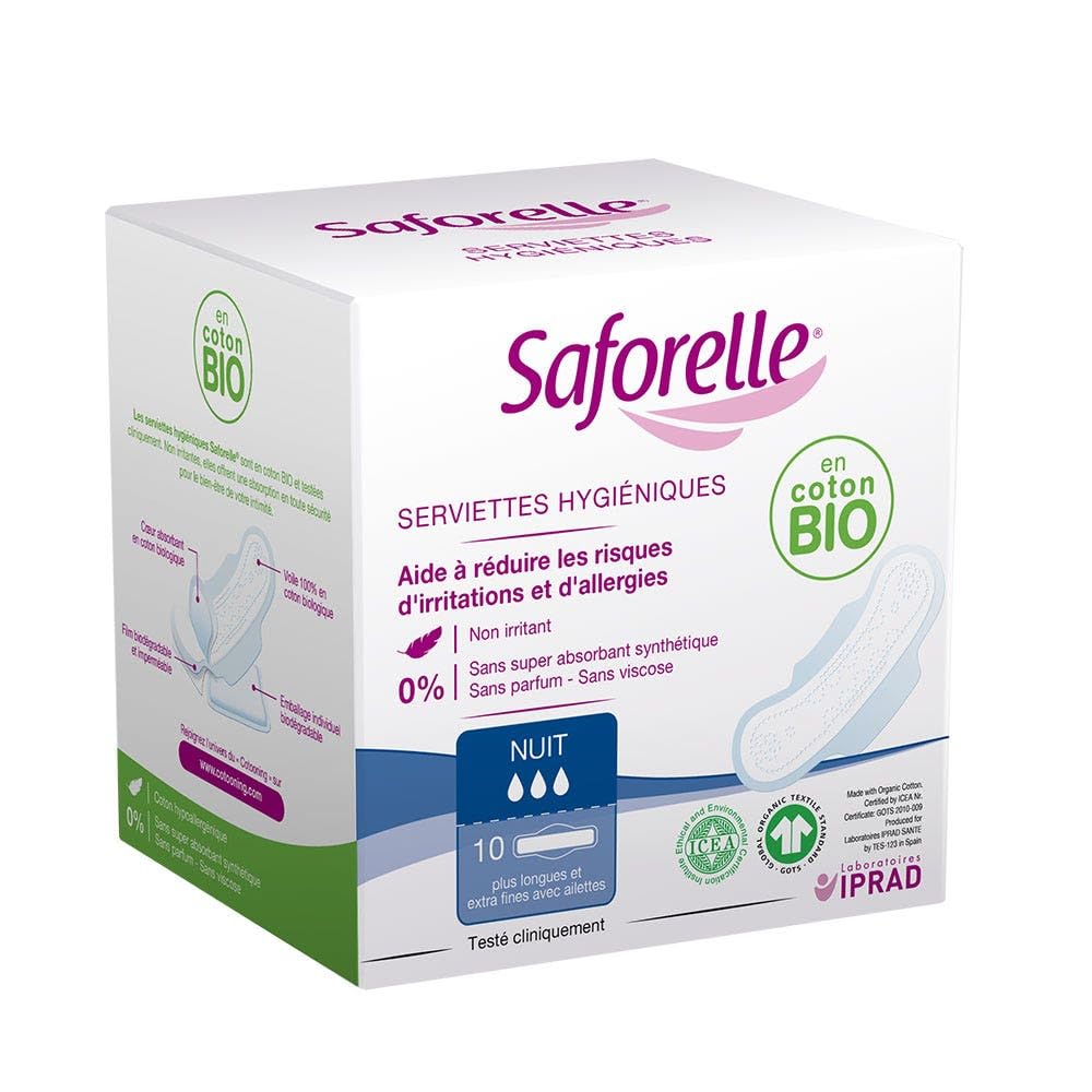Saforelle Night Sanitary Napkins 10 Sanitary Napkins
