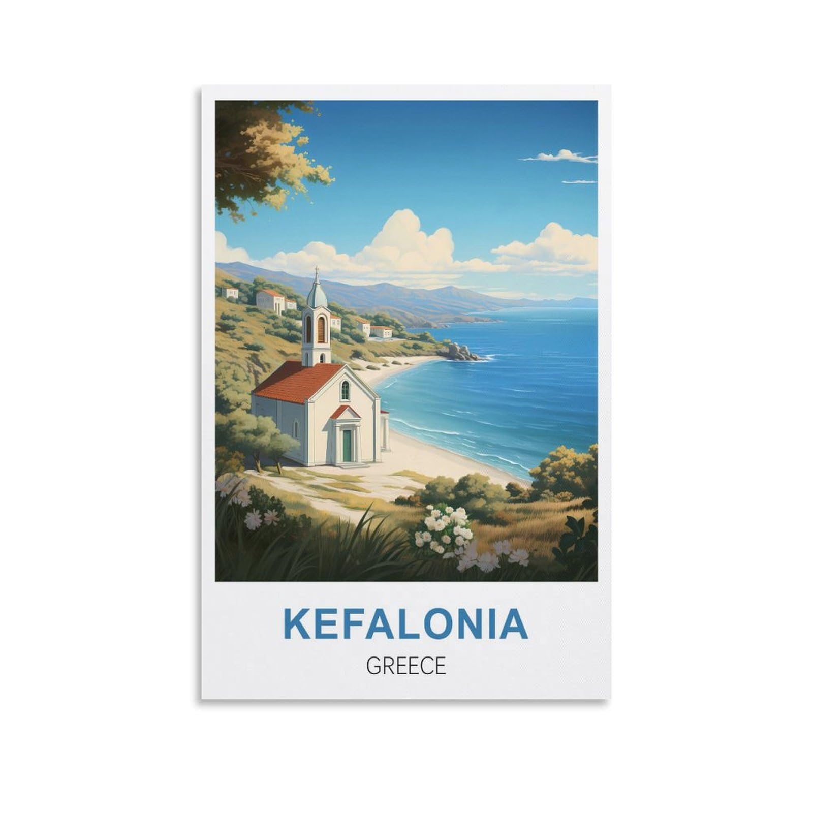 FZYUEN Kefalonia Greece Vintage Travel Posters 08x12inch(20x30cm) Canvas Wall Art Prints for Wall Decor Room Decor Bedroom Decor