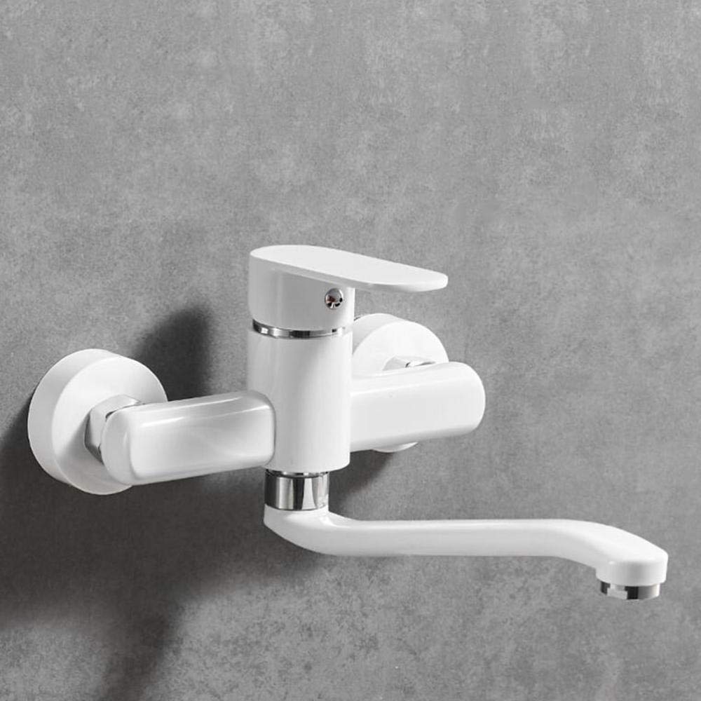 Grifos de Pared Grifo Mezclador para Fregadero de Cocina de latón frío y Caliente con Doble Orificio Giratorio Grifo de baño-30 cm (20 cm)