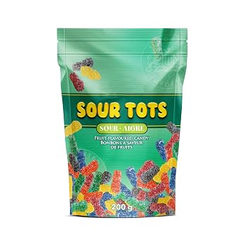 Waterbridge Sour Tots حلوى الفاكهة غائر، 200 جرام/7 أونصة. حقيبة