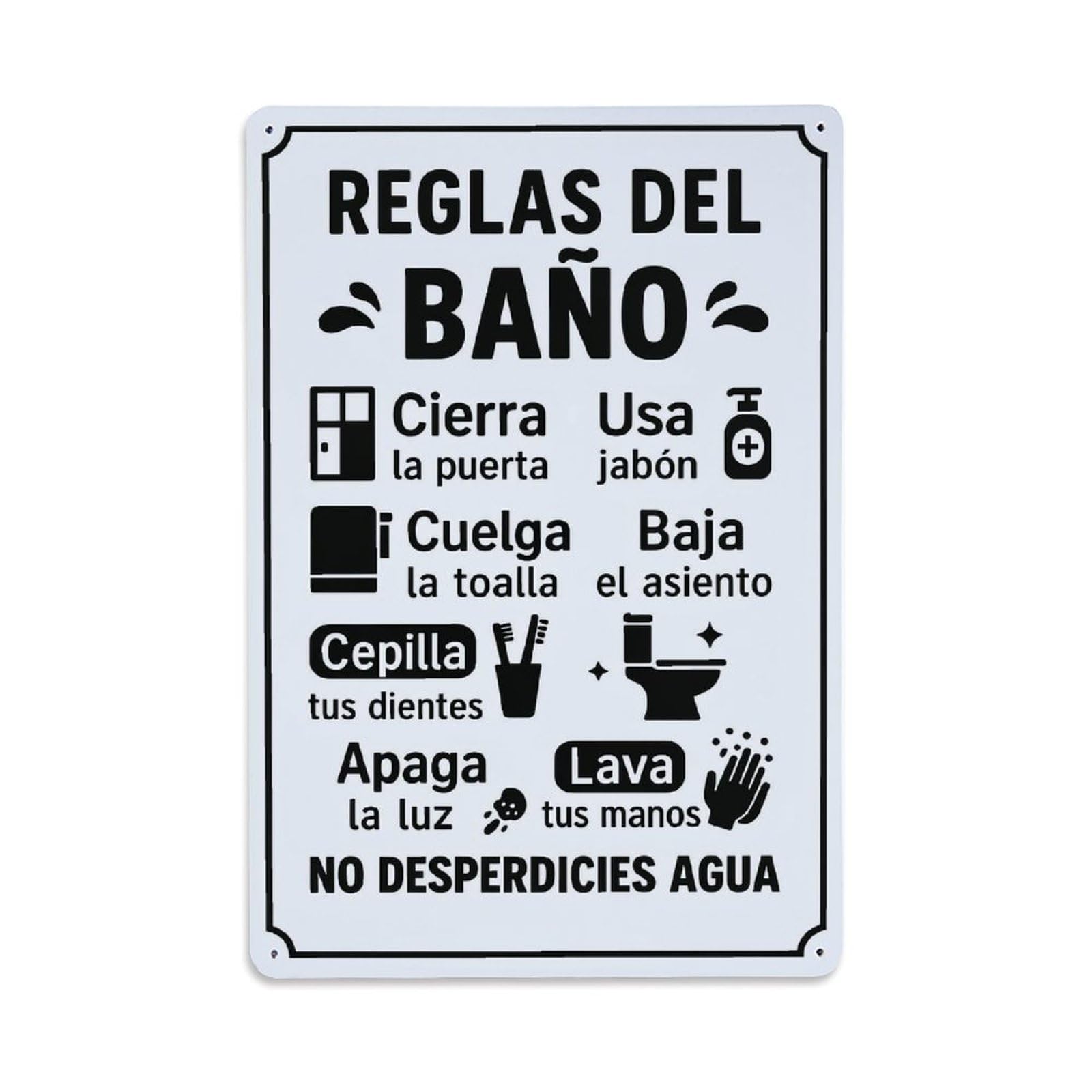 Jdfenggu Vintage Reglas Del Baño Cierra La Puerta Usa Jabon Retro Metal Tin Sign, Decor Art Poster For Bar, Home, Man Cave, Kitchen, Laundry Room Gift 8X12inch