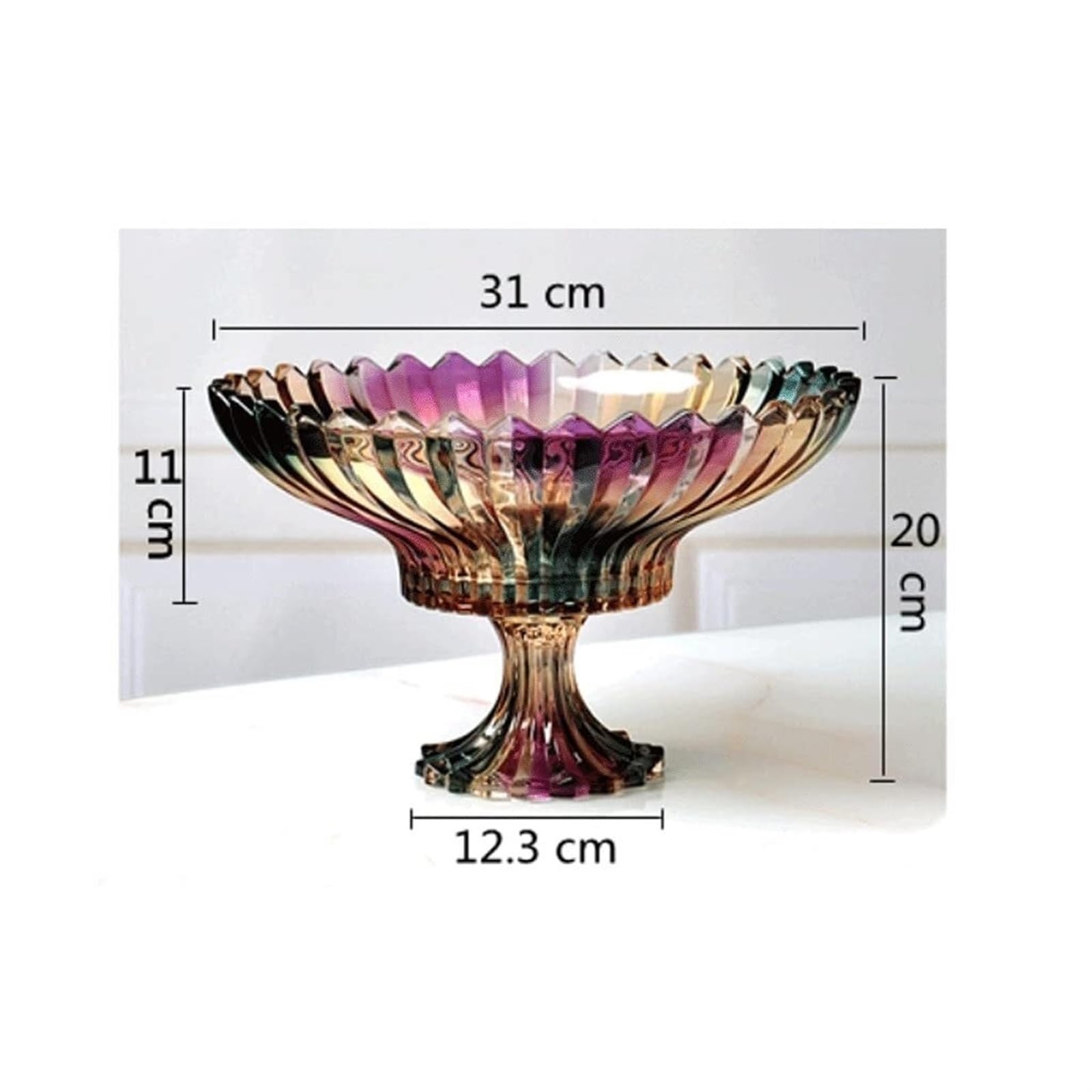 Corbeille à fruits ronde en verre moderne pour cuisine, bureau, fête, mariage