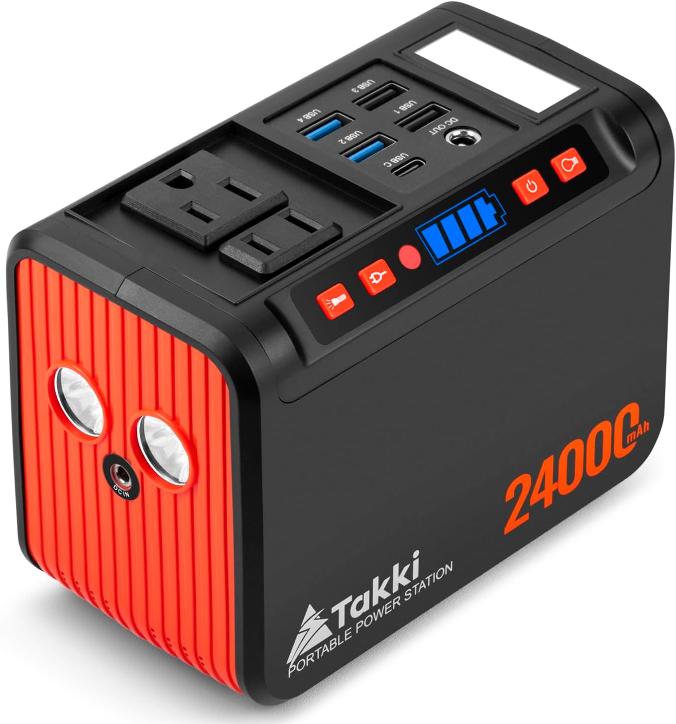 Takki - Estación de energía portátil de 88 Wh, banco de energía solar para camping con puertos USB de 110 V CA, CC USB, linterna LED para camping, hogar, emergencia de reserva de energía (panel solar