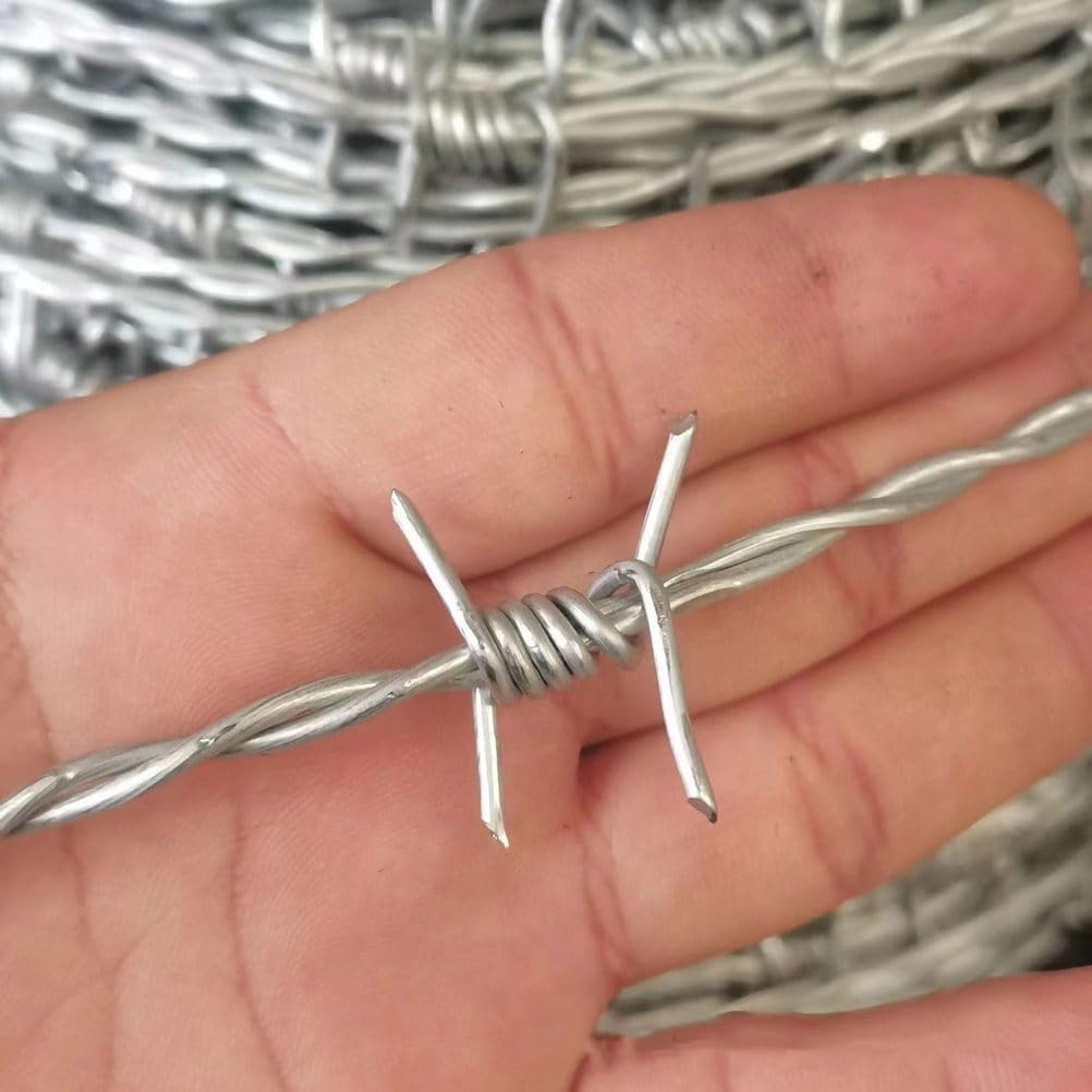 Alambre de Espino 200m 1.6mm, Galvanizado Alambre de Púas, Fácil De Doblar Alambre Espino Ideal para Zonas Rurales, Campo, Vallas y Almacenes